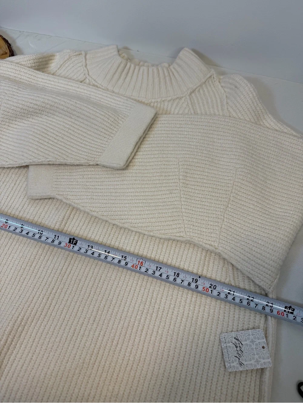 Free People Sunbeam White Ribbed‎ Mock Neck Pull On Women's Sweater Size Large